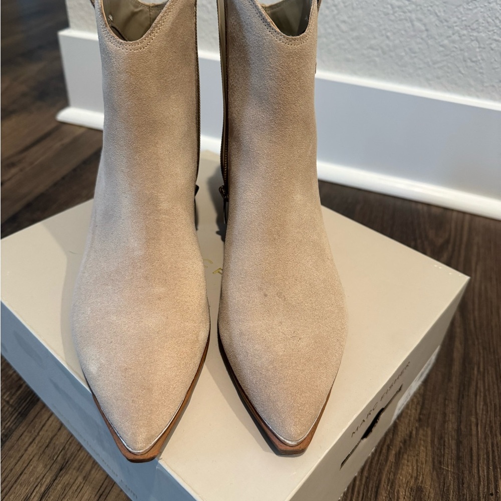 Marc Fisher Women's Natural Suede Ankle Boots - Picture 3 of 4